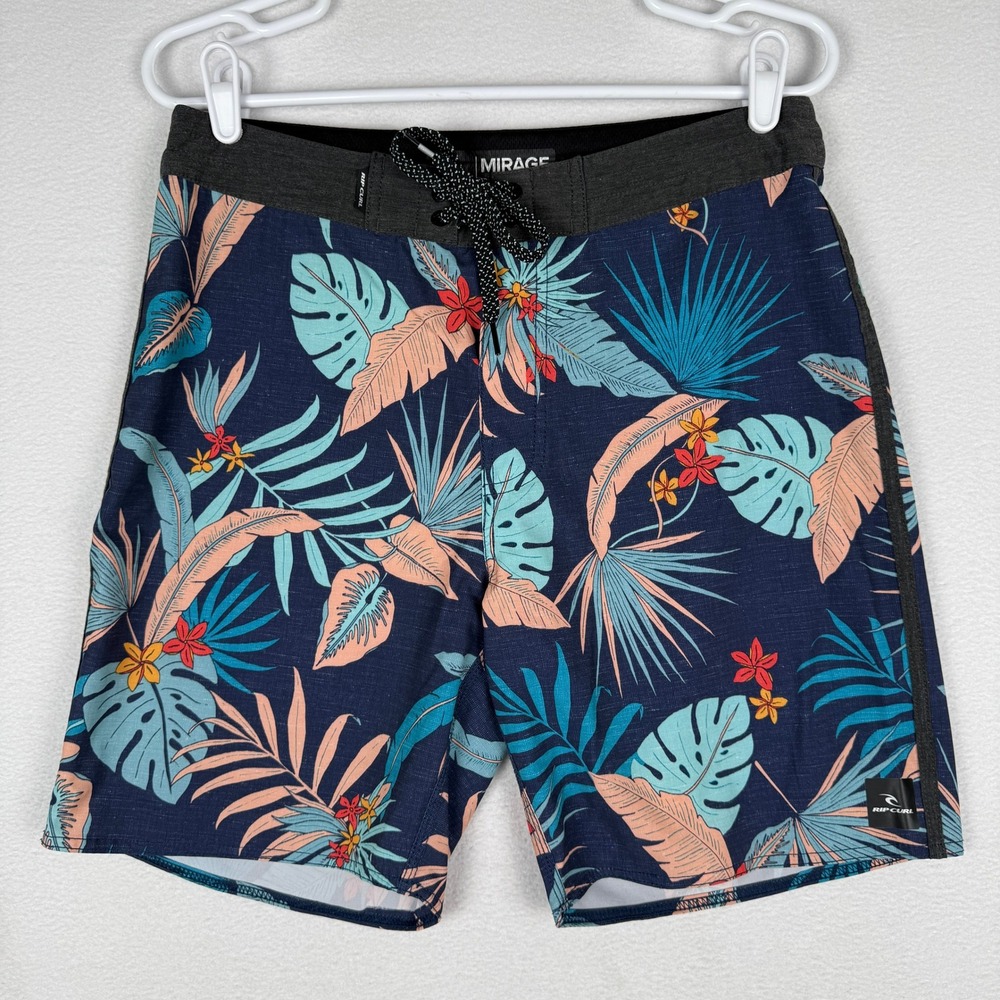 Rip Curl Mirage Ultimate Stretch Boardshorts Mens 30 Navy Tropical Floral Surf